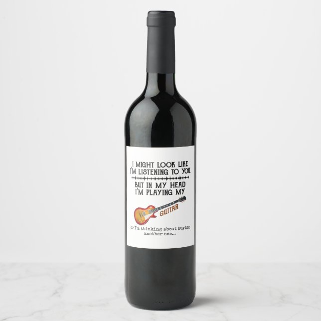 Étiquette Pour Bouteilles De Vin J'aurais l'air de t'écouter, mais dans mon Lui (Devant)