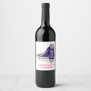 Étiquette Pour Bouteilles De Vin Je comprends l'affectation Blue Basket Art