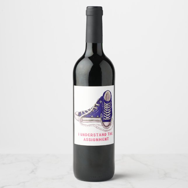 Étiquette Pour Bouteilles De Vin Je comprends l'affectation Blue Basket Art (Devant)
