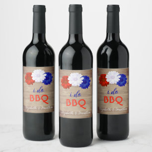 Étiquette Pour Bouteilles De Vin Je fais du BBQ Fleur patriotique
