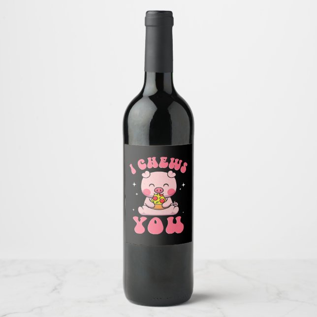Étiquette Pour Bouteilles De Vin Je mâche ta pizza (Devant)