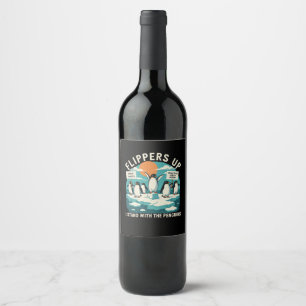 Étiquette Pour Bouteilles De Vin Je me dresse avec les manchots drôle de résistance