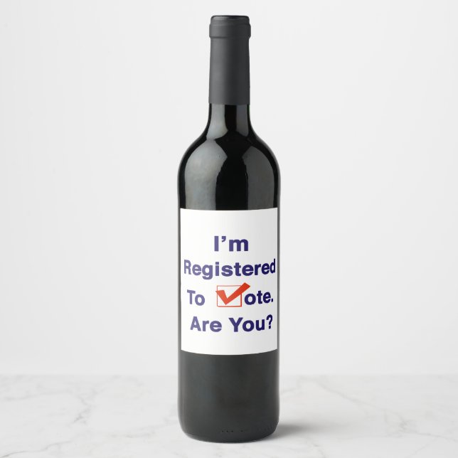 Étiquette Pour Bouteilles De Vin Je suis inscrit au vote 2024 (Devant)