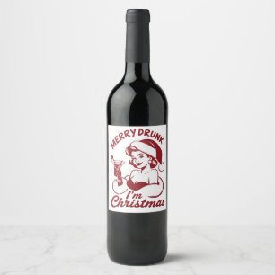 Étiquette Pour Bouteilles De Vin Je suis ivre Noël Cocktail Snarky Boire