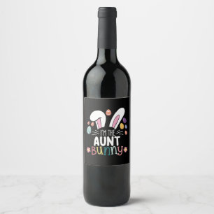 Étiquette Pour Bouteilles De Vin Je suis La Tante Bunny Famille de Pâques qui corre