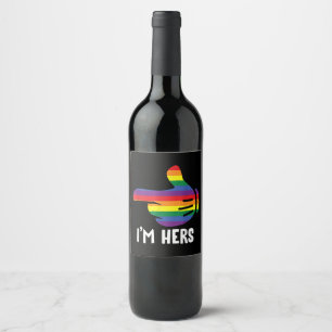 Étiquette Pour Bouteilles De Vin Je suis son couple lesbien arc-en-ciel drôle LGBT