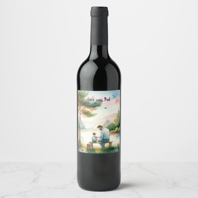 Étiquette Pour Bouteilles De Vin Je t'aime, papa (Devant)