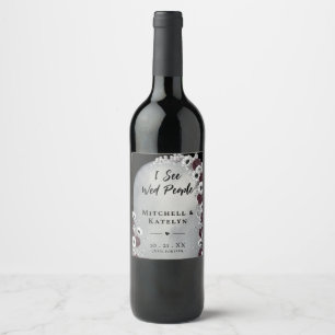 Étiquette Pour Bouteilles De Vin Je vois des gens mariés Pierre tombale Floral Goth