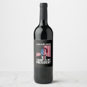 Étiquette Pour Bouteilles De Vin Jésus est mon sauveur Trump est mon président 2024