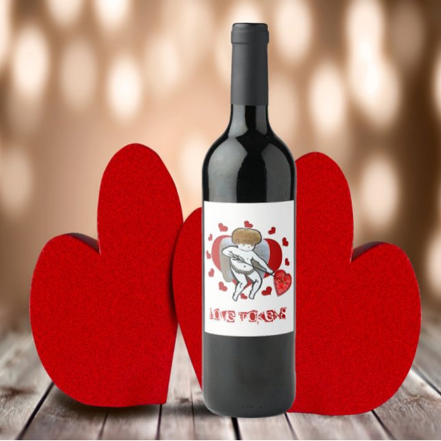 Étiquette Pour Bouteilles De Vin Jeton d'amour mignon (Créateur téléchargé)