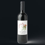 Étiquette Pour Bouteilles De Vin Joie Calligraphie I Aquarelle Christmas Greens<br><div class="desc">Ce étiquette de bouteille de vin de Noël met en vedette le mot "joie" dans un texte à la main tendance sur blanc. Le design est accentué par l'aquarelle peinte de verts de Noël avec un arc. Le texte personnalisé vous permet d'ajouter un message de bienvenue et votre nom.</div>