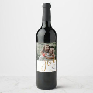 Étiquette Pour Bouteilles De Vin Joie de lettre personnalisée avec photo