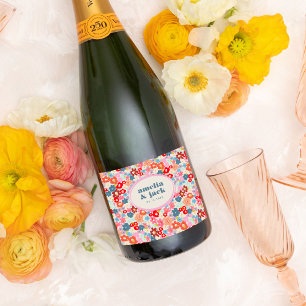 Étiquette Pour Bouteilles De Vin Joie fleurie Gras brillant Floral Maximalist Maria