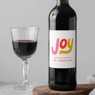 Étiquette Pour Bouteilles De Vin Joie moderne colorée personnalisée pour les Fêtes