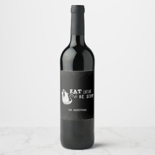 Étiquette Pour Bouteilles De Vin Joli fantôme à l'aquarelle noir et blanc Halloween