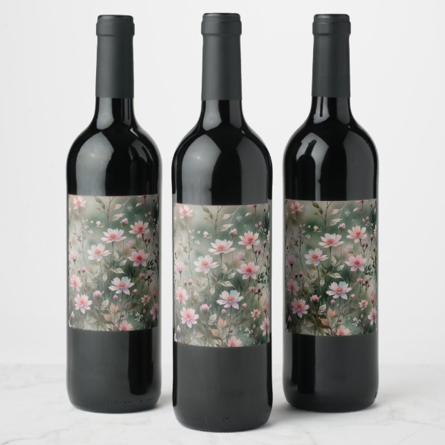 Étiquette Pour Bouteilles De Vin Joli Fleur sauvage (Bouteilles)