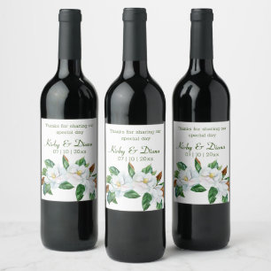 Étiquette Pour Bouteilles De Vin Joli Magnolia Bouquet Mariage