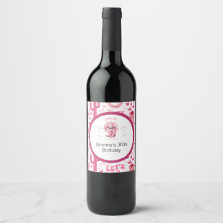 Étiquette Pour Bouteilles De Vin Joli rose et Parties scintillant fille fille Anniv