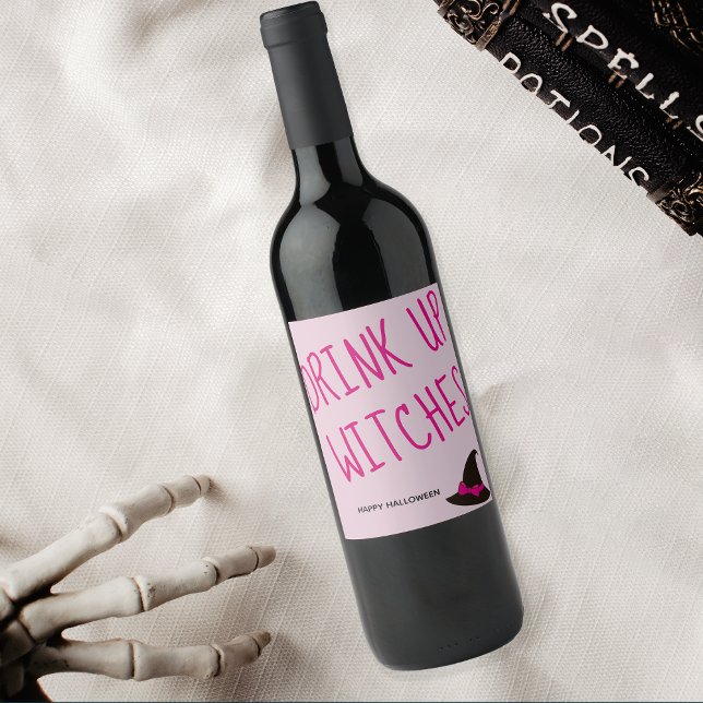 Étiquette Pour Bouteilles De Vin Jolie Halloween Boire des sorcières (Créateur téléchargé)
