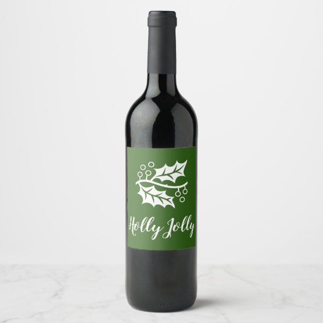 Étiquette Pour Bouteilles De Vin jolie motif HOLLY | (Devant)