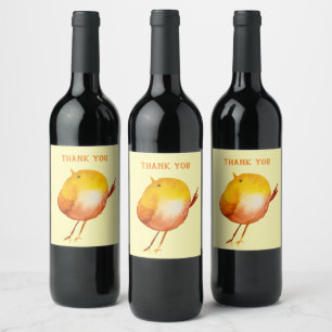 Étiquette Pour Bouteilles De Vin Jolie peinture à l'aquarelle d'oiseau jaune