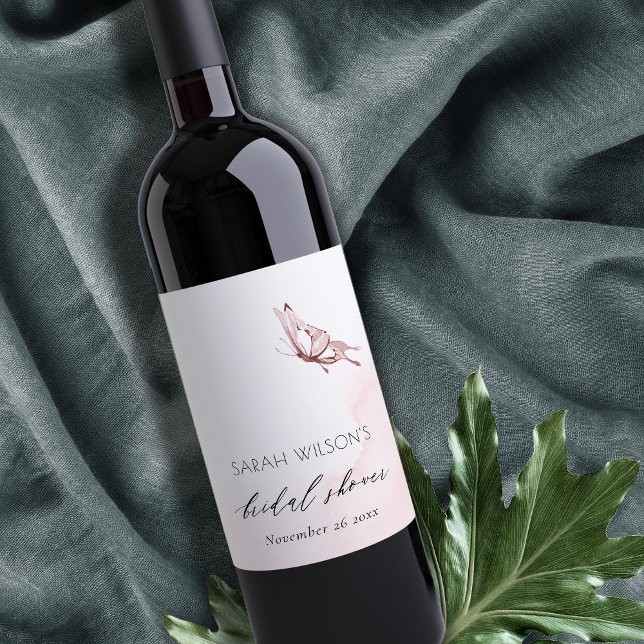 ÉTIQUETTE POUR BOUTEILLES DE VIN JOLIE ROSEUR AÉROGRAFIÉE PAPILLON LUNETTE DE MARIÉ (Créateur téléchargé)