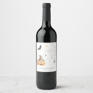Étiquette Pour Bouteilles De Vin Jolie toile d'araignée de citrouille de Halloween 