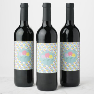 Étiquette Pour Bouteilles De Vin Jolis tulipes de printemps Fête d'anniversaire flo