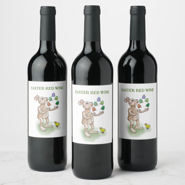Étiquette Pour Bouteilles De Vin Jonglage de lapin de Pâques (Bouteilles)