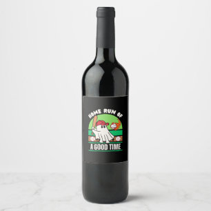 Étiquette Pour Bouteilles De Vin Joueur de baseball fantôme Halloween