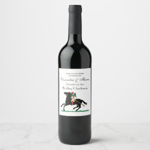 Étiquette Pour Bouteilles De Vin Joueur de polo vintage sur poney