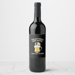 Étiquette Pour Bouteilles De Vin Joueur de volley-ball   Volley-ball et bière