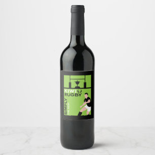 Étiquette Pour Bouteilles De Vin Joueurs de rugby Kiwi NZ Art