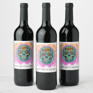 Étiquette Pour Bouteilles De Vin Jour De La Mort Sugar Skull Party Vin Étiquette