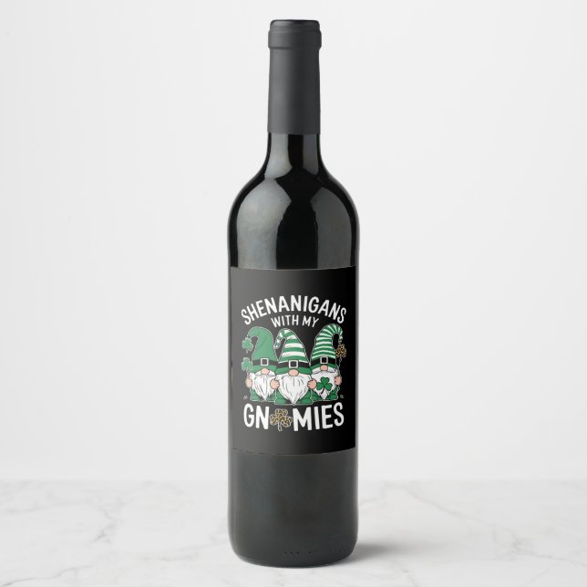 Étiquette Pour Bouteilles De Vin Jour de la Saint Patrick Lucky Shamrock Leopard Gn (Devant)