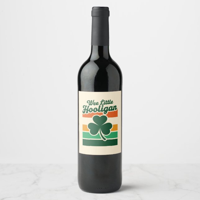 Étiquette Pour Bouteilles De Vin Jour de la Saint Patrick Wee Little Hooligan Drôle (Devant)