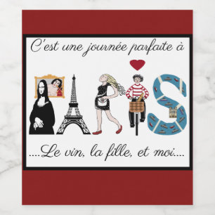 Étiquette Pour Bouteilles De Vin Journée romantique à Paris