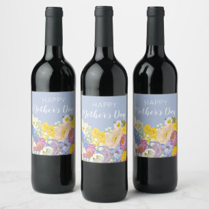 Étiquette Pour Bouteilles De Vin Joyeuse Fête des mères florales