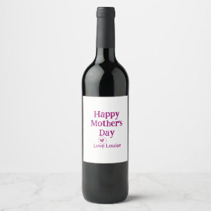 Étiquette Pour Bouteilles De Vin Joyeuse fête des mères mauve amour nom signe fémin