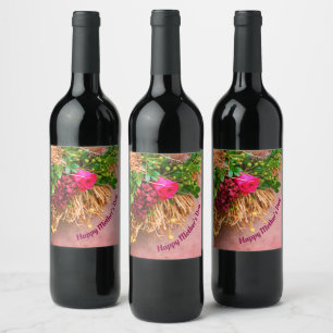 Étiquette Pour Bouteilles De Vin Joyeuse fête des mères, personnalisée