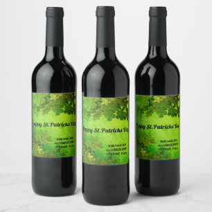 Étiquette Pour Bouteilles De Vin Joyeuse Saint-Patrick, trèfles irlandais