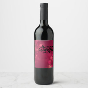 Étiquette Pour Bouteilles De Vin Joyeuse Saint-Valentin coeurs rouges