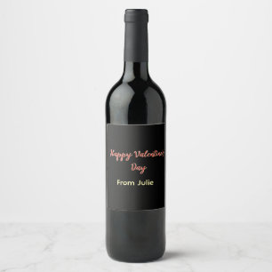 Étiquette Pour Bouteilles De Vin Joyeuse Saint-Valentin rouge noir de nom stylé