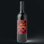 Étiquette Pour Bouteilles De Vin Joyeuses fêtes Buffalo Plaid et Gold Christmas<br><div class="desc">Un design moderne de Noël,  dispose d'un motif plaid rouge buffle avec le texte épelé dans une belle police de faux feuille or script</div>