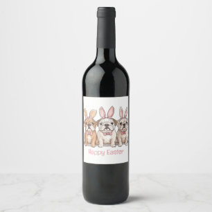 Étiquette Pour Bouteilles De Vin Joyeuses Pâques Bouledogues Anglais