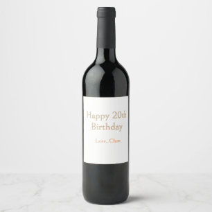 Étiquette Pour Bouteilles De Vin joyeux 20e anniversaire vert orange pastel nom dat