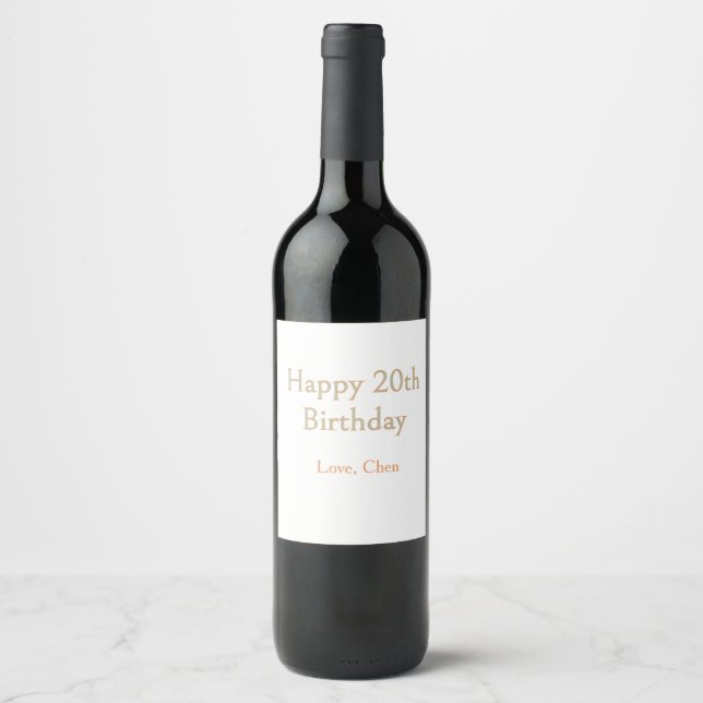Étiquette Pour Bouteilles De Vin joyeux 20e anniversaire vert orange pastel nom dat (Devant)