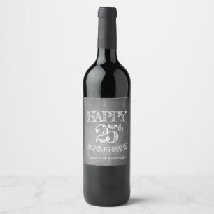 Étiquette Pour Bouteilles De Vin Joyeux 25e anniversaire sur tableau craie
