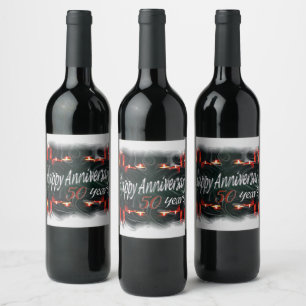 Étiquette Pour Bouteilles De Vin Joyeux (50e)Anniversaire Customisé