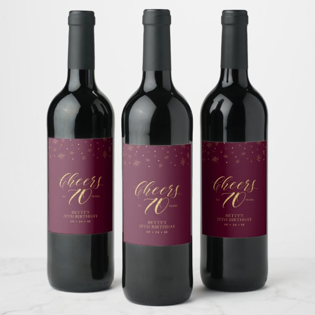 Étiquette Pour Bouteilles De Vin Joyeux 70 ans, fête d'anniversaire 70 ans (Bouteilles)